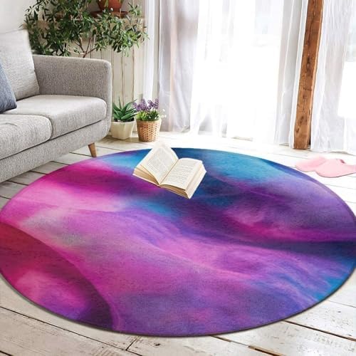 Soft Round Yoga Carpet, Office Chair Decor Round Mat for Carpet and Hardwood Floors Purple Rainbow Pride