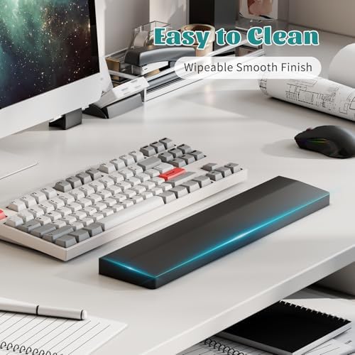 Keyboard Wrist Rest, Wooden Wrist Rest for Keyboard, 14.2-inch Length and 22mm Thickness, Bamboo Wood Palm Rest, Ergonomic Design for Mechanical Gaming Keyboard, Stain Resistant