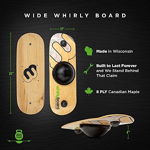 Whirly Board Wide 360˚ | Standing Desk Balance Board | Wobble Board Portable Home Gym | Snowboard Training | Surf trainer | Balance Board for Kids & Adults | Core Balance Trainer