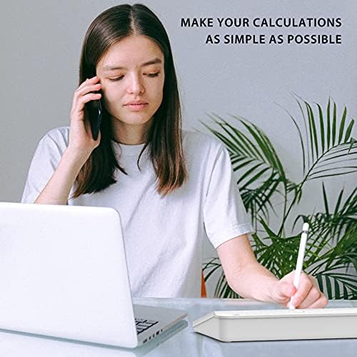 TOWON Glass Desk Whiteboard with Calculator 18x6 in, Desk Organizer, White