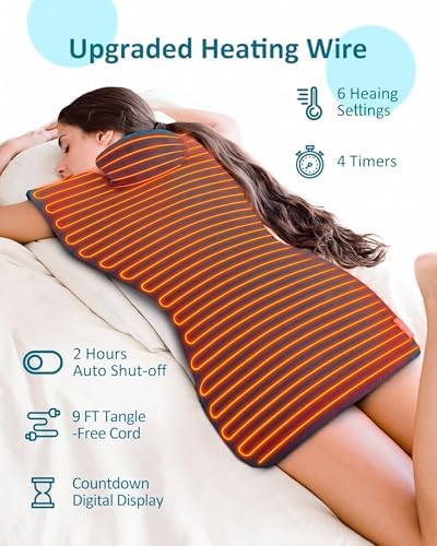 Heating Pad for Neck and Shoulder Pain Relief, Birthday Gifts for Women Mom Wife Sister Her, 2lb Electric Heating Pad for Back, 6 Heat Settings, Auto Shut Off, Large 17x23inch, Purple