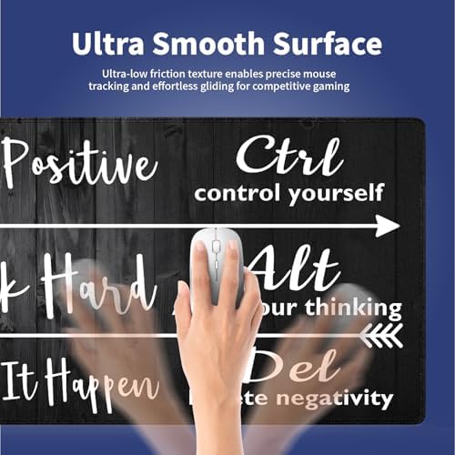Stay Positive Work Hard Large Mouse Pad, Rustic Black Wood Grain Desk Mat