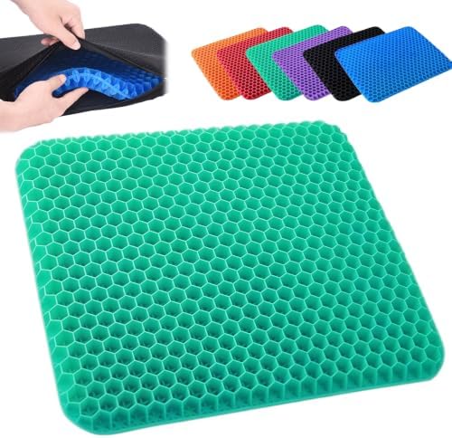 2026 Upgraded Silicone Gel Seat Cushion Honeycomb,Thick & Extra Large Gel Seat Cushion,Cool and Breathable for Home,Office Chair,Car Seat，Green