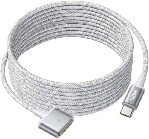 LISEN USB-C Magnetic 3 Cable for MacBook Air Pro Charger, Grey 10FT