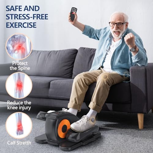 Under Desk Elliptical Machine for Senior Mini Elliptical Leg Exerciser with Remote Quiet Portable Electric Seated Foot Pedal Exerciser for Home Office