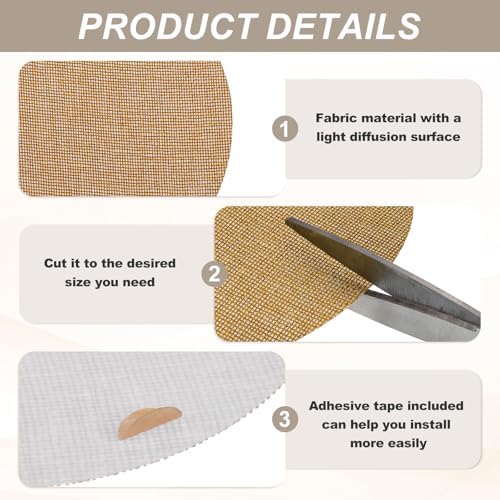 MECCANIXITY 7.1" Round Lampshade Diffuser, Anti-glare Lamp Shade Diffuser Fabric Lamp Cover for Desk Table Light Downlight Spotlight, Tan 2pcs