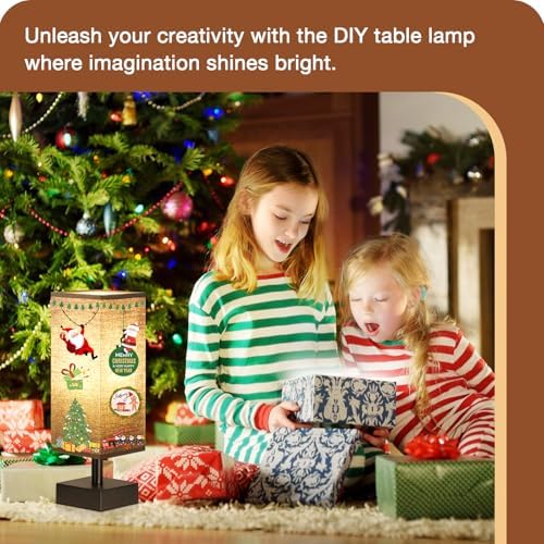 aooshine Small Bedside Table Lamp for Bedroom - Square Black Fabric Shade