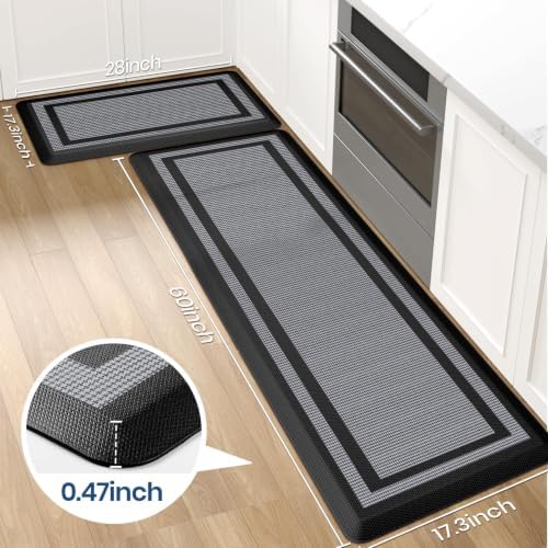 2PCS Kitchen Rugs Cushioned Anti-Fatigue Kitchen Mats Comfort Standing Mat
