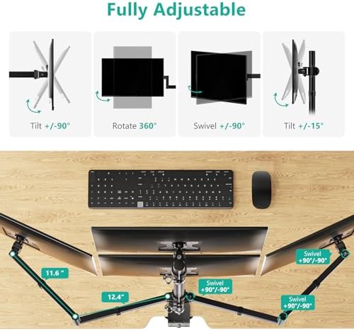 WALI Stacked 4 Monitor Mount for 13-27 inch Screens, up to 22 lbs per Arm