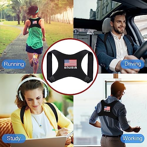 Posture Corrector Upper Back Brace Neck Shoulder Back Support Brace Pain Relief Belt for Women Men Braces Spine Straightener Breathable -Black