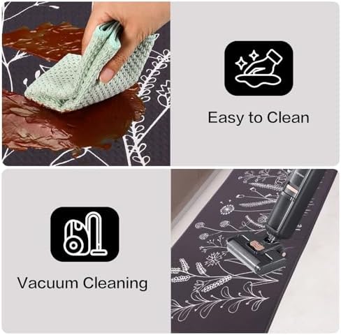 Mirok Washable Anti Fatigue Mat for Cushioned Floor Mats,Floral Plants Non-Skid Ergonomic Comfort Foam Rugs,Non Slip Kitchen Rug(Flowers/Grass,17"x29")