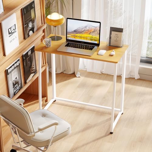VINGLI 31.5" Folding Desk for Small Space Home Office Computer Desk, Yellow