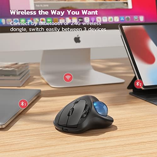Nulea M501 Wireless Trackball Mouse Ergonomic Thumb Control, 4 DPI Levels
