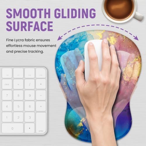 Ergonomic Mouse Pad with Wrist Rest, Gel Wrist Support, Gold Splash