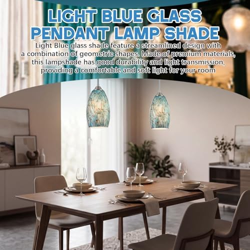Teenyyou 1 Set Oval Glass Lamp Shade Replacement, Marble Blue