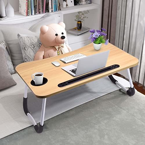 Slendor Foldable Lap Desk with Cup Holder for Bed, Couch, Floor