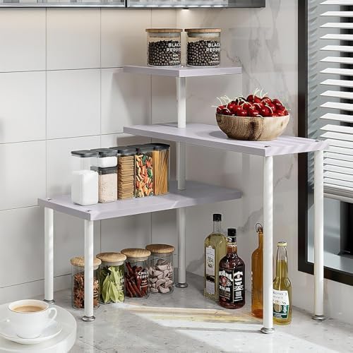 3 Tier Adjustable Countertop Organizer Corner Shelf