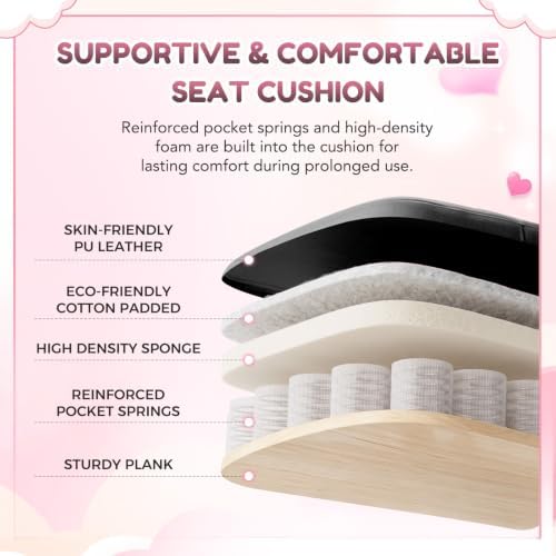 Cute Gaming Chair, Ergonomic Computer Gamer Chair, Black and Pink