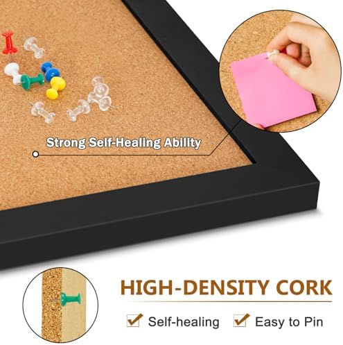 DOLLAR BOSS Cork Board for Wall 36"x24", Black Wood Framed Bulletin Board