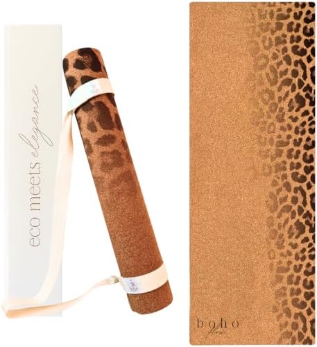Designer Cork Yoga Mat – Signature Aesthetics on Quality Portuguese Cork with 5mm Solid Tree Rubber Base for Lasting Stability – Non Slip Grip, Odor Free and Non Toxic