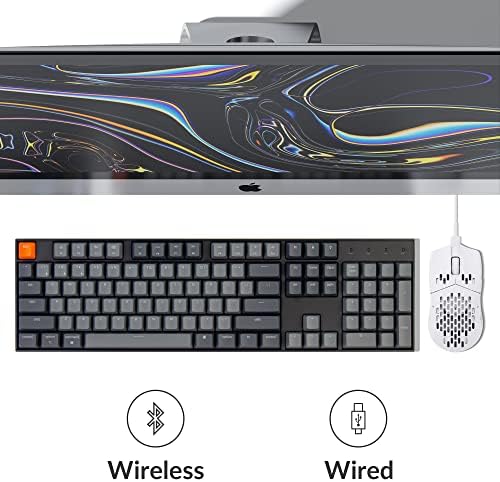 Keychron K10 Full Size 104 Keys Bluetooth Wireless Mechanical Gaming Keyboard for Mac Windows with Keychron Super Red Switch, Multitasking/White LED Backlight/USB C Wired Computer Keyboard