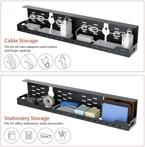 Univivi Under Desk Cable Management Tray, Cable Management, 32 inch, Black