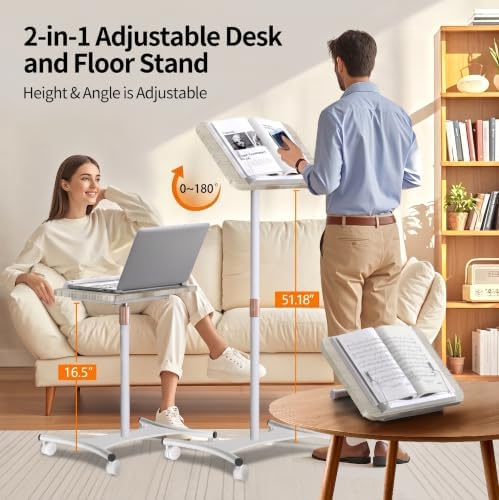 2-in-1 Floor Music Stand & Desktop Book Stand, 16.5"–51" Height Adjustable