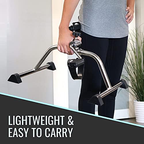 DMI Portable Exercise Bike, Under Desk Bike Pedal Exerciser for Arms or Legs can be used as Workout Equipment or Physical Therapy with Manual Tension Adjuster, Chrome