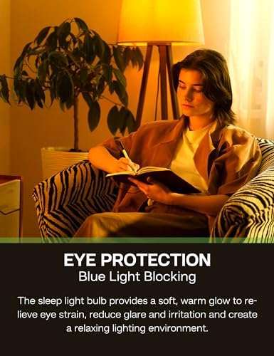 Amber Sleep Light Bulbs 2 Pack: 13W 1800K, 100W Equivalent, E12,A19