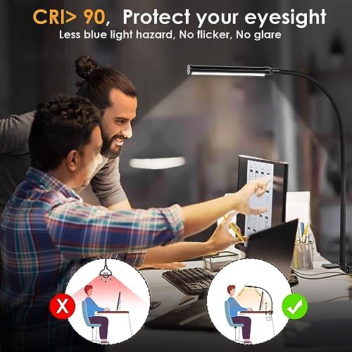 ShineTech LED Desk Lamp with Clamp,Clip On Desk Lamp for Home Office