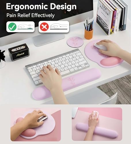 Mouse Pad with Keyboard Wrist Rest,Ergonomic Mousepad Support Set
