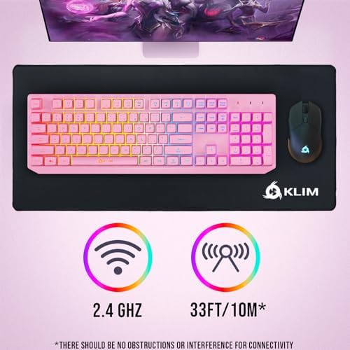 KLIM Wireless Gaming Keyboard RGB - Rechargeable Water-Resistant Backlit