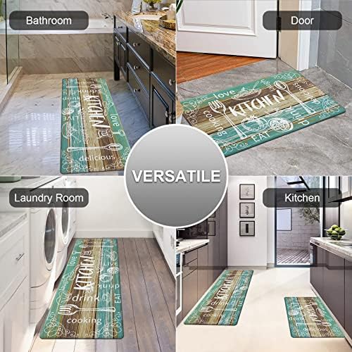 HEBE Anti Fatigue Kitchen Rugs Set of 2, Cushioned Kitchen Mats for Floor