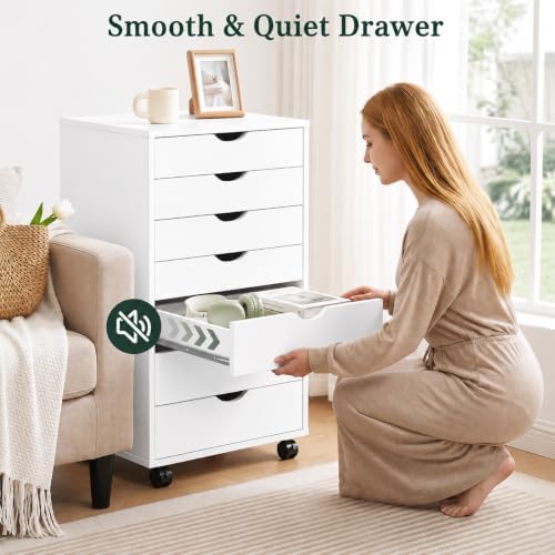 7 Drawer Mobile File Cabinet, Vertical Rolling Filing Cabinet