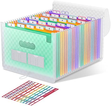 ThinkTex Accordion File Organizer, 26 Pockets Expanding File Folders,Green