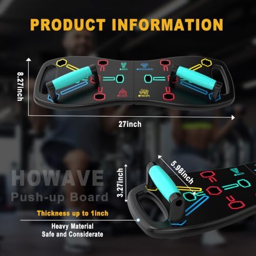 HOTWAVE Push Up Board, Portable Pushup Board for Men, Foldable Push Up Bar