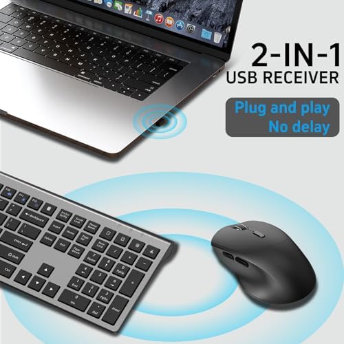 Wireless Keyboard and Mouse Combo Silent for Office and Home - Black & Gray