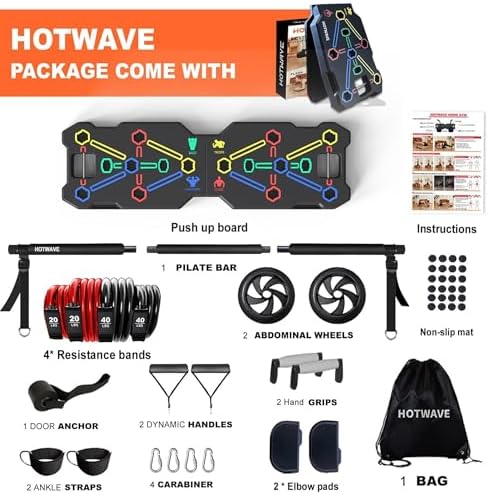 HOTWAVE Push Up Board, Portable Pushup Board & Plank Trainer, Push Up Bar