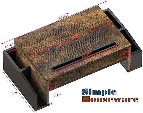 Simple Houseware Desk Monitor Stand Riser w/ Adjustable Tray, Rustic Brown