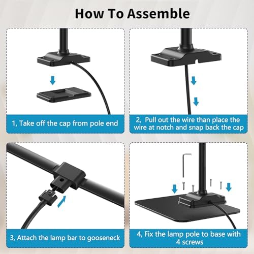 LED Desk Lamp Double Light: 1200LM Desk Light Base for Home Office, Black