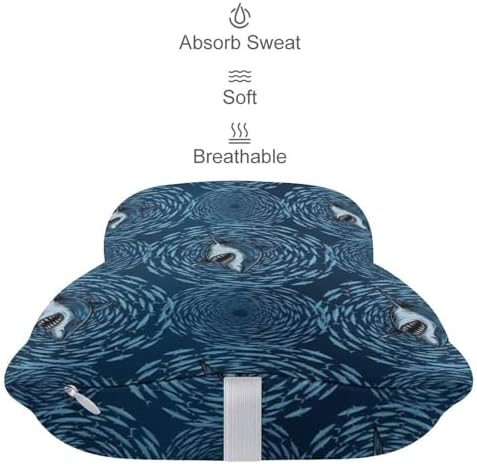 2 Piece Car Seat Neck Pillow Shark Print Memory Foam Cervical Support Cushion for Pain Relief Travel Office