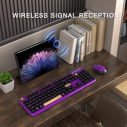 Colorful MPTOG Wireless Computer Keyboard and Mouse Combo (Black-Purple)