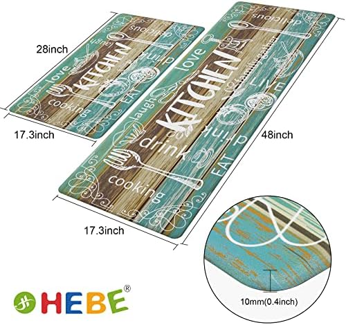 HEBE Anti Fatigue Kitchen Rugs Set of 2, Cushioned Kitchen Mats for Floor