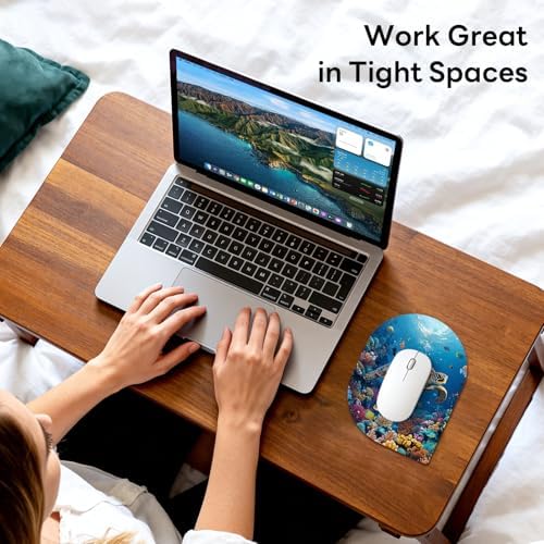 Contoured Oval Mouse Pad 6x8in Non-Slip for Laptop,Sea Turtle