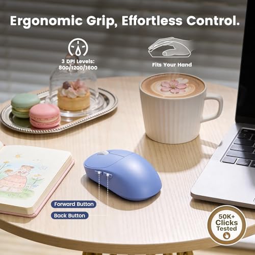 Wireless Keyboard and Mouse Combo, Magnetic Soft-Touch Wrist Rest, Purple