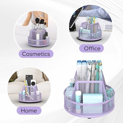 YINGHUA 360°Rotating Mesh Desk Organizer & Pen Holder - Purple