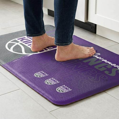 Northwest NBA Sacramento Kings Embossed Anti-Fatigue Mat, Cushioned Kitchen Floor Rug, Non-Slip PVC Standing Comfort, 18 x 30 in