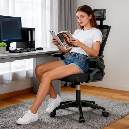 OS MOTOR Ergonomic High-Back Mesh Office Chair with Headrest