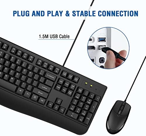 EDJO Wired Keyboard and Mouse Combo,Ergonomic with Palm Rest(2 Pack)