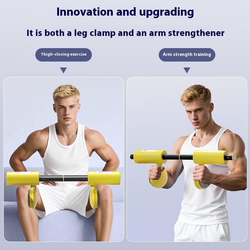 2-in-1 Pelvic Floor & Leg Exerciser, Low-Impact Resistance Machine for Postpartum Recovery & Inner Thigh Toning, Under-Desk Workout for Home Office, Compact Fixed-Tension Trainer (Yellow-Black)